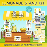 Printable Lemonade Stand Kit for Kids – Dramatic Play Bundle with Signs, Menu, Labels & Pretend Play Money