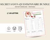 Secret Santa Bundle with Questionnaire to Download and Print, Secret Santa Sign Up Form, Office Secret Santa Party