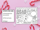Cookies and Milk for Santa, Christmas Printable for Kids, Placemat, Christmas activity, Dear Santa, Sugar Cookie Recipe Printable