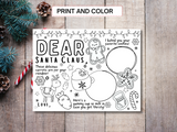 Cookies and Milk for Santa, Christmas Printable for Kids, Placemat, Christmas activity, Dear Santa, Sugar Cookie Recipe Printable