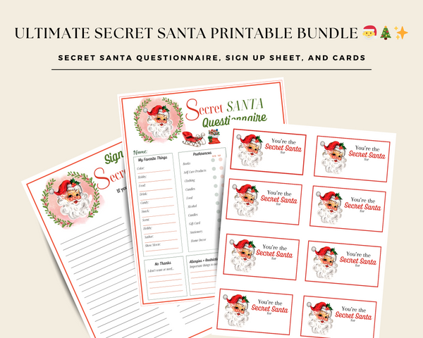 Amazon Secret Santa Secret Santa Bundle with Questionnaire to Download and Print, Secret S ...
