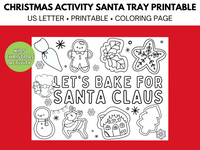 Cookies and Milk for Santa, Christmas Printable for Kids, Placemat, Christmas activity, Dear Santa, Sugar Cookie Recipe Printable