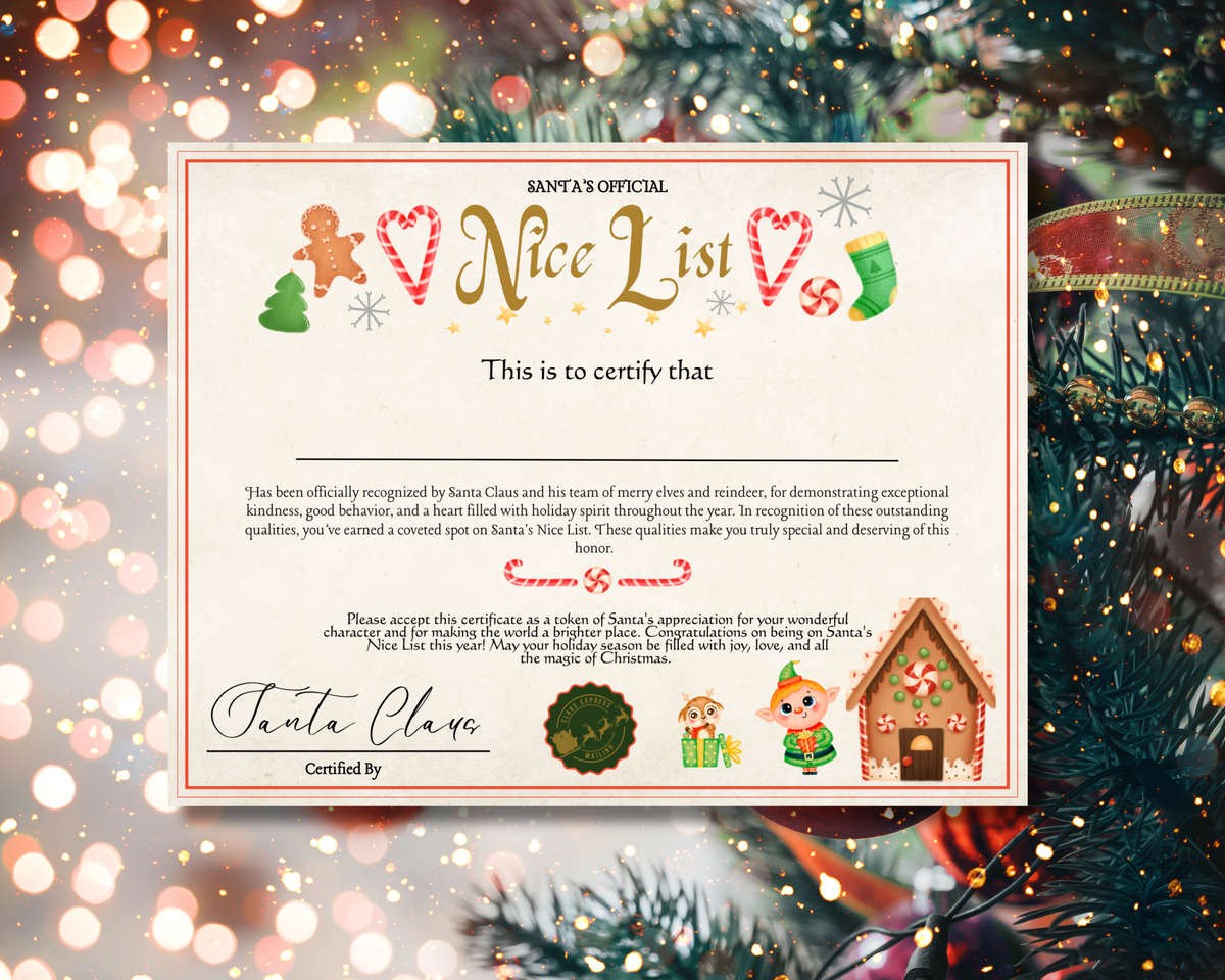 Printable Santa's Official Nice List Certificate - Personalized ...