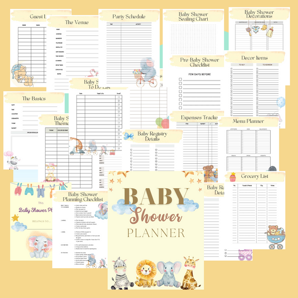 Printable Baby Shower Planner, Baby Shower, Baby Shower Ideas, Baby Shower Checklist, Party Planner
